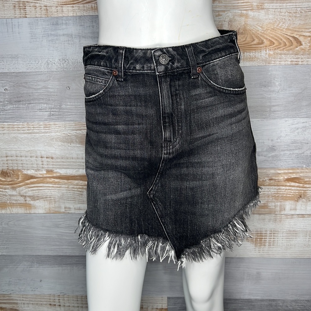 Free People We The Free Bailey Denim Mini Skirt black size 26/2